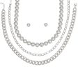 Necklace 3 Pcs Silver Ball and Chain Layered Set Online now