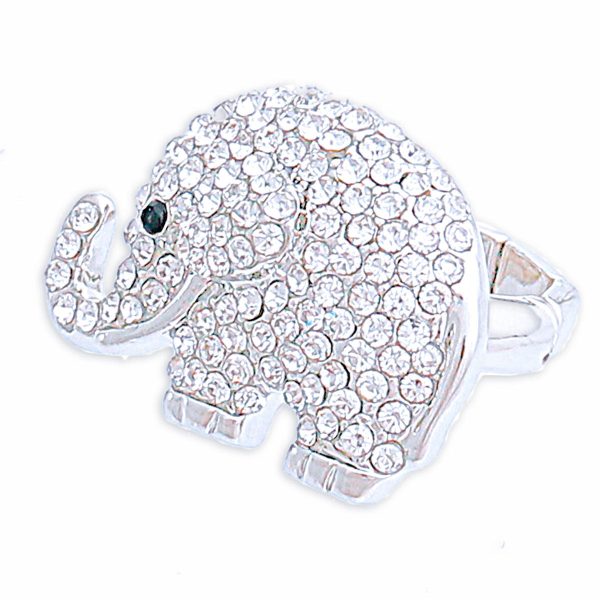 Silver Rhinestone Elephant Ring For Sale