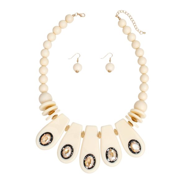 Necklace Vintage Ivory Beaded Bib for Women Discount