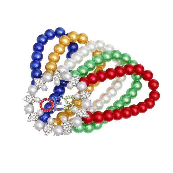 OES Sorority Multi Pearl 5 Strand Bracelet Women For Sale