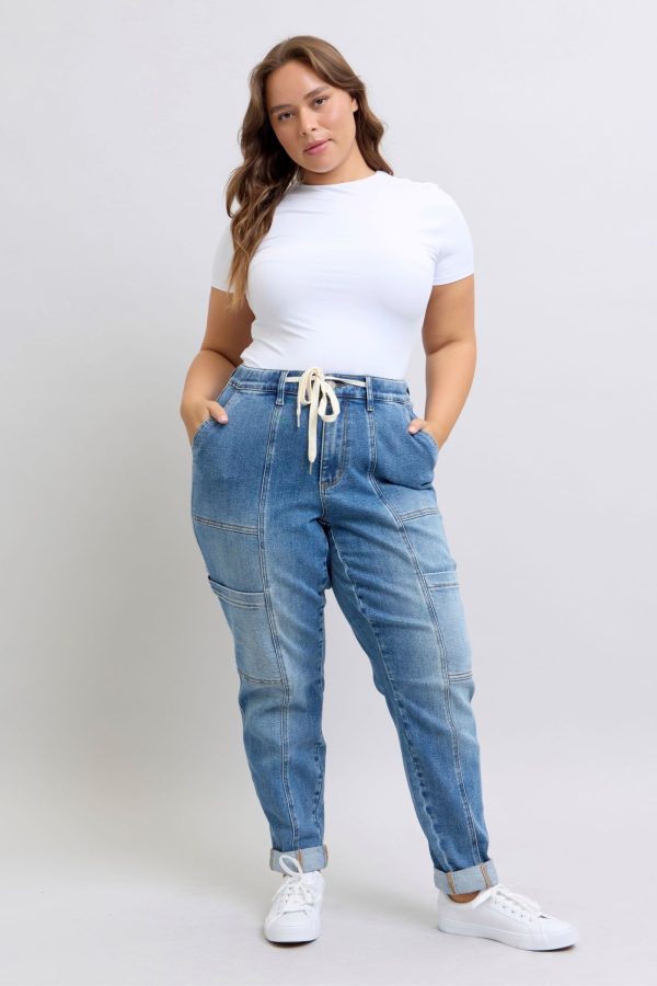 Clayton High Rise Cuffed Cargo Denim Jogger on Sale