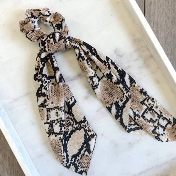 Long Hair Scarf - Black or Tan Snakeskin on Sale