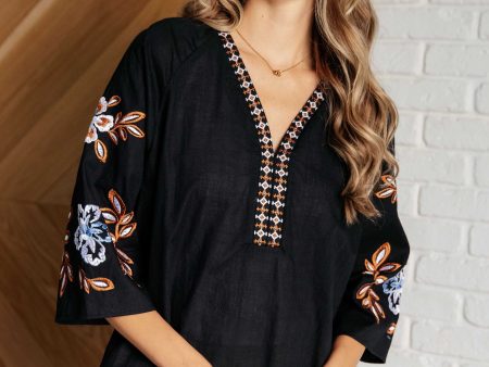 All In Me Embroidered V-Neck Blouse on Sale