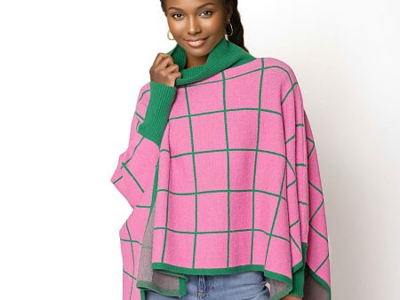 AKA Sorority Plaid Knit Pink Green Poncho Online