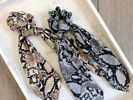 Long Hair Scarf - Black or Tan Snakeskin on Sale