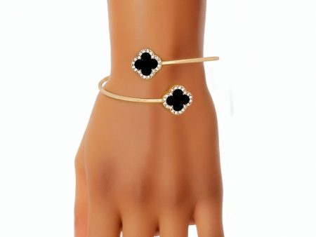 Bangle Gold Black Clover Pave Bracelet for Women Online Sale