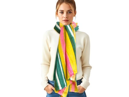 AKA Pink Green Yellow Striped Knit Scarf Women Discount