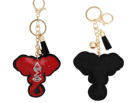 DST Sorority Elephant Head Red Padded Keychain For Discount