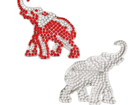 DST Sorority Silver and Red Full Elephant Brooch Discount