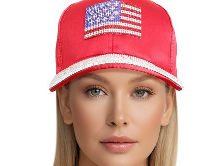 Hat Red Satin American Flag Baseball Cap Women Discount