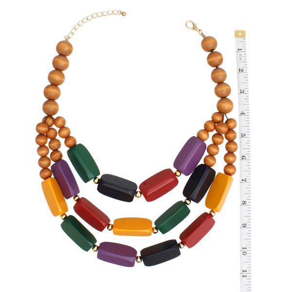 Beaded Necklace Multicolor Geo Wood Bead Set Women Supply