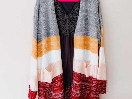 Fall For You Color Block Open Cardigan Sale