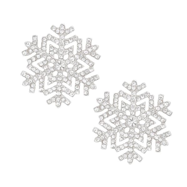 Stud Radiating Snowflake Silver Earrings for Women For Sale