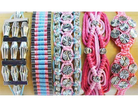 Rose Gonzales  Cotton Candy  Collection Set of 5 Woven Bracelets (Pink & Blue) Supply