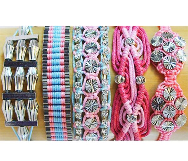 Rose Gonzales  Cotton Candy  Collection Set of 5 Woven Bracelets (Pink & Blue) Supply