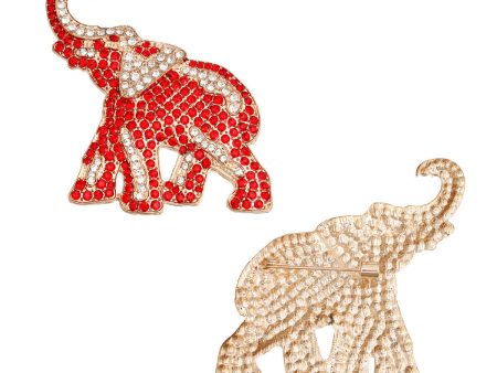 DST Sorority Gold and Red Full Elephant Brooch Online