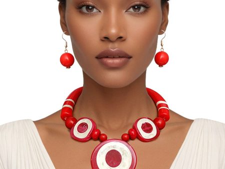 Tribal Horn Red Beaded Necklace for Women For Cheap