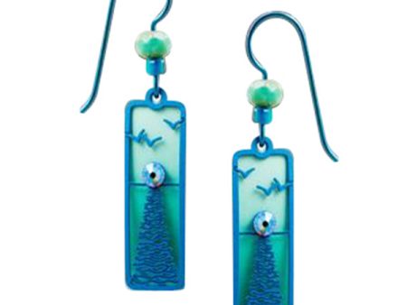 Adajio Ocean Sunset in Blue & Green with Blue Overlay Pierced Earrings on Sale