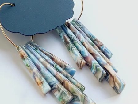 Aubrey Aqua Marble Hoop Dangles on Sale