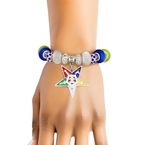 OES Sorority Rondelle Bead Star Charm Bracelet Supply