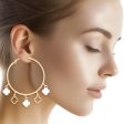 Hoops Gold White Clover Dangle Charms Earrings Discount