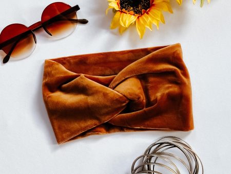 Joplin Twisted Velvet Headband • Bronze For Sale