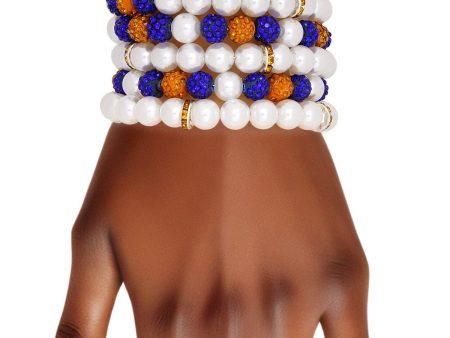 SGRHO White Pearl and Bead Memory Wire Bracelet Hot on Sale