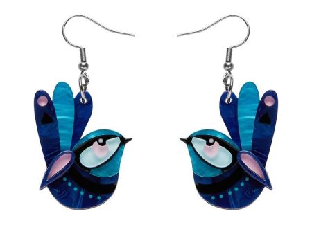 Erstwilder  The Splendid Fairy Wren  Bird Pierced Earrings with Gift Box Cheap