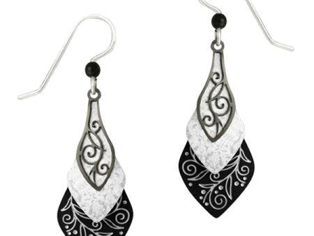 Adajio Black and White 3-Part Vine & Necktie-Style Pierced Earrings Discount