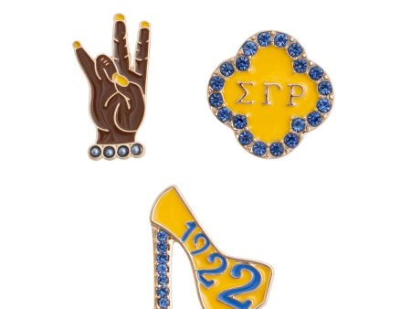 Blue Gold 3 Pcs Sorority Pins Discount