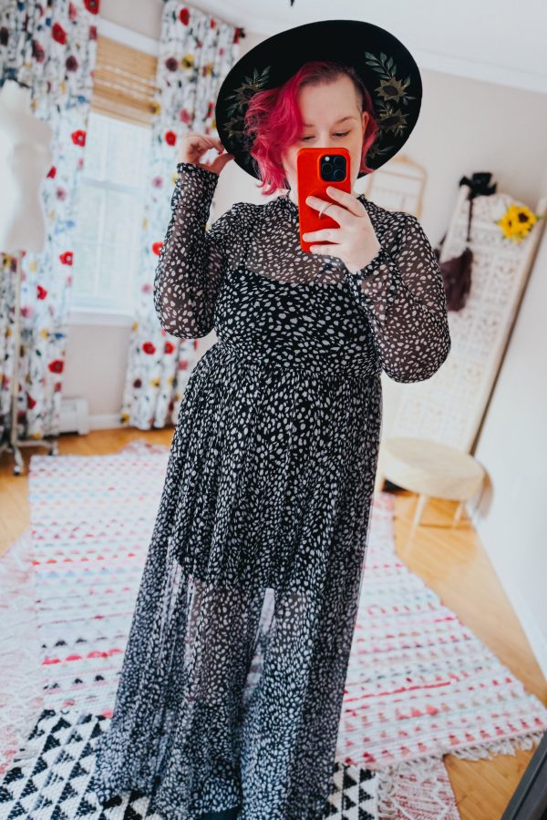 Hendrix Long Sleeve Animal Print Mesh Maxi Dress Cheap