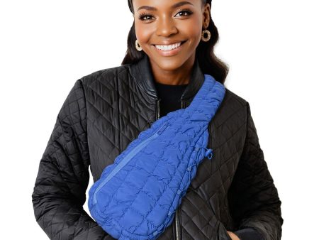 Quilted Sling Bag Blue Crossbody Bag for Women Online Sale