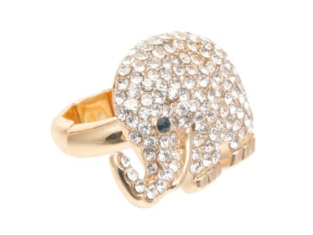 Gold Rhinestone Elephant Ring Fashion