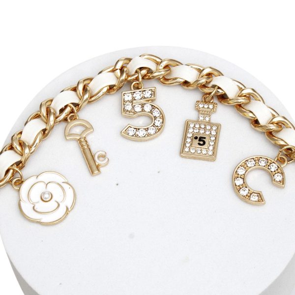 Anklet White Woven Gold Chain Camellia Charms For Cheap