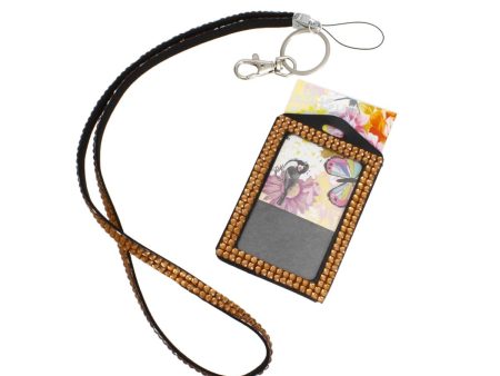 Brown Rhinestone ID Lanyard Clip Keychain Online Hot Sale