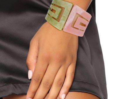 AKA Marbled Pink Green Art Deco Cuff Bracelet Online Hot Sale