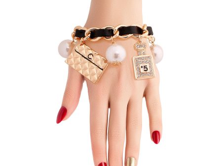 Gold and Black Perfume Charm Bracelet Online