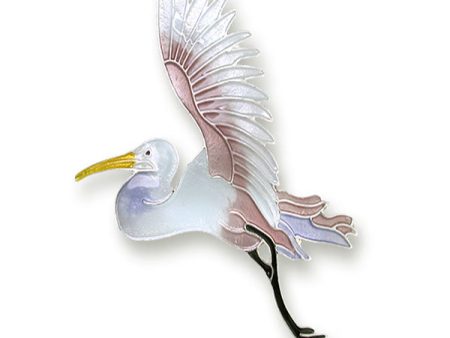 Zarah Flying Egret Heron Bird Enameled Pin Online