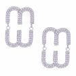 Studs Silver Pave Oval Loop Design Earrings Women Supply