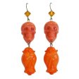 Tarina Tarantino Sugar Skulls  Rosebud  Floral Drop Earrings (Orange) Online Sale