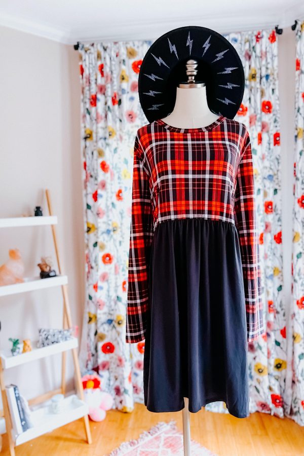 About You Plaid Hacci Babydoll Swing Dress on Sale