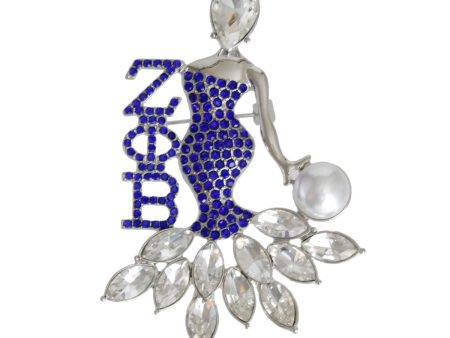 Blue Silver Woman Sorority Pin Cheap