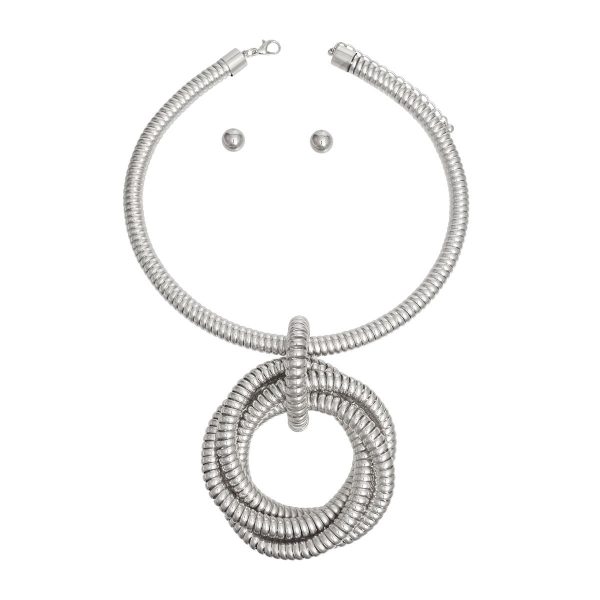 Silver Coiled Ring Collar Set Hot on Sale