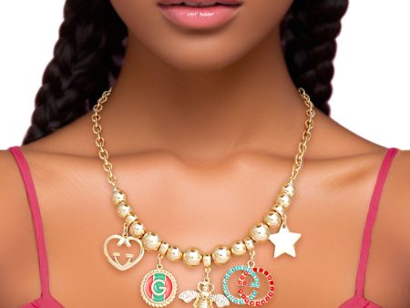 Charm Necklace Gold Red Green Luxe G for Women For Discount