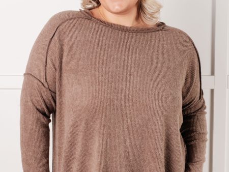 Simply Basic Ribbed Hacci Sweater • Mocha For Discount