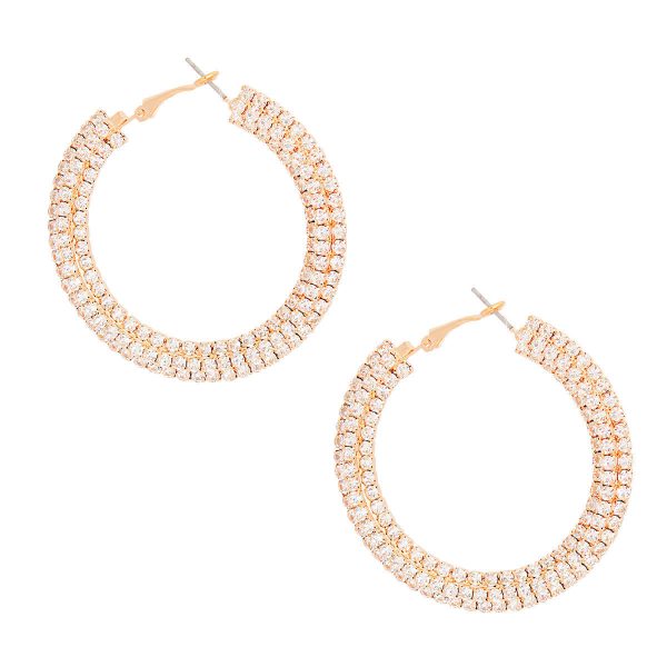 Gold Stacked Pave 55mm Hoops Online Sale