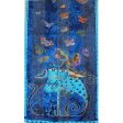 Laurel Burch Indigo Cats & Butterflies Art 100% Silk Scarf on Sale