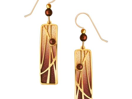 Adajio Pond Reeds Overlay on Vanilla & Chocolate Ombre Column Pierced Earrings Online Sale