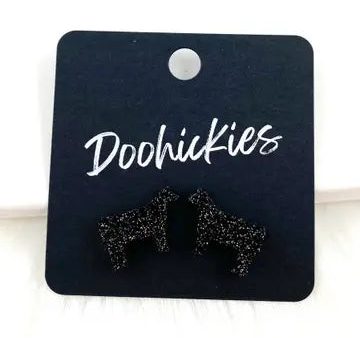 Black Glitter Cow Earrings For Cheap