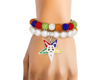 OES Sorority Pearl Ball Bead Star Charm Bracelets For Sale